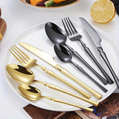 24pcs Stainless Steel Small Waist Western Cutlery Set with Rack