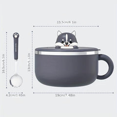 Stainless Steel Instant Noodle Bowl Large Capacity Cartoon Dog Design