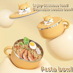 Stainless Steel Instant Noodle Bowl Large Capacity Cartoon Dog Design