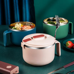Double Layer Stainless Steel Instant Noodle Bowl Anti Scalding Lunch Box