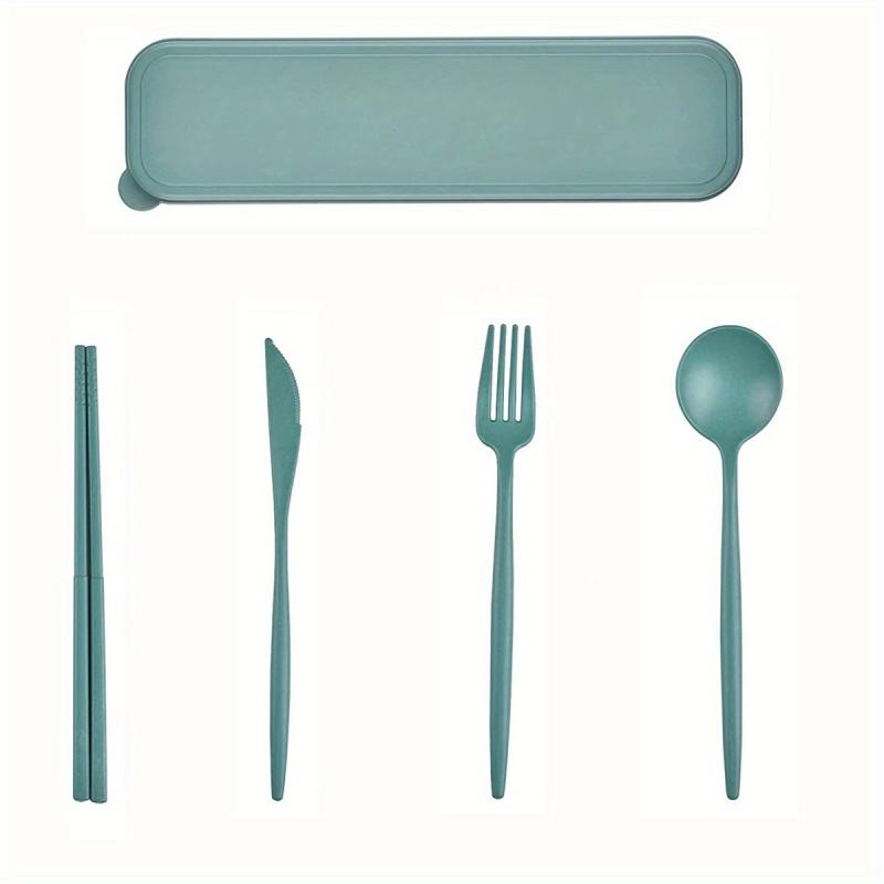 4pcs Travel Utensils With Case Reusable Utensils Set Portable For Lunch Box