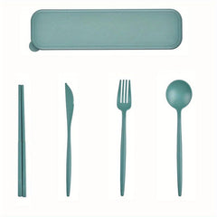 4pcs Travel Utensils With Case Reusable Utensils Set Portable For Lunch Box