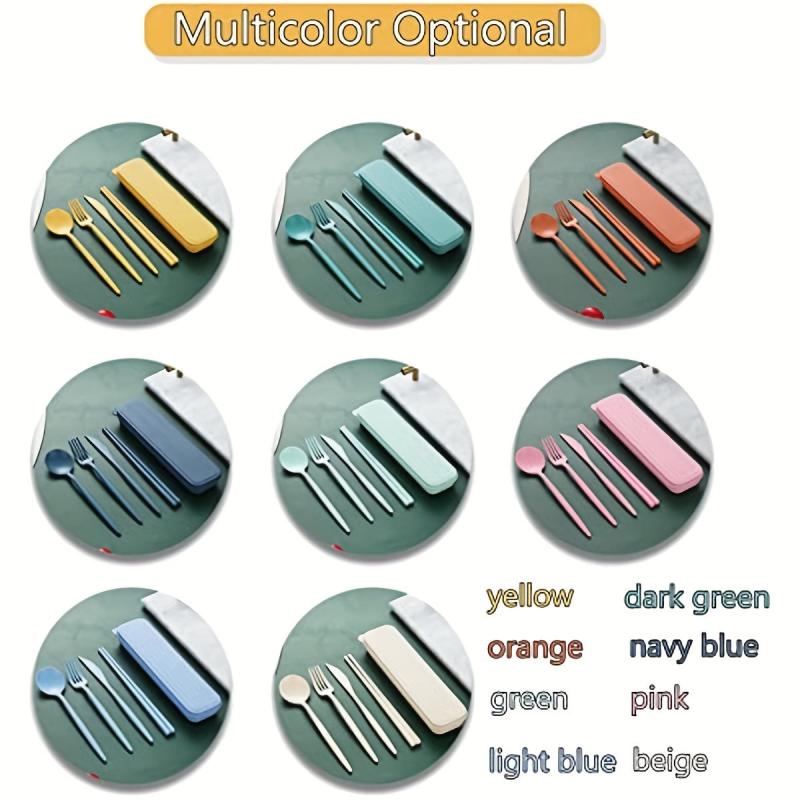 4pcs Travel Utensils With Case Reusable Utensils Set Portable For Lunch Box