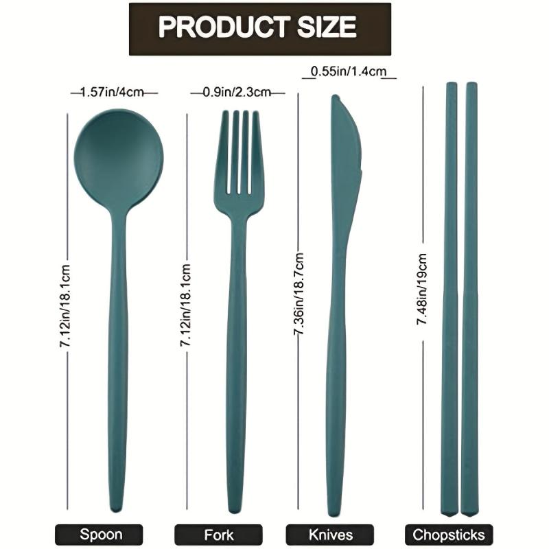 4pcs Travel Utensils With Case Reusable Utensils Set Portable For Lunch Box