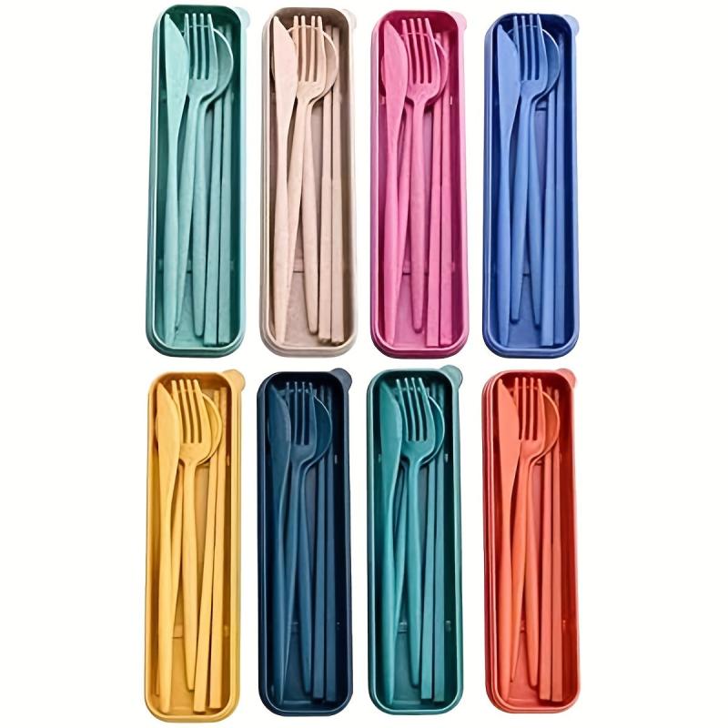 4pcs Travel Utensils With Case Reusable Utensils Set Portable For Lunch Box