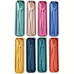 4pcs Travel Utensils With Case Reusable Utensils Set Portable For Lunch Box