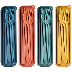 4pcs Travel Utensils With Case Reusable Utensils Set Portable For Lunch Box