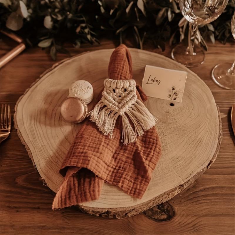 Wooden Ring Tassel Napkin Buckle Holder for Events and Parties
