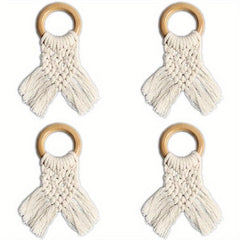 Wooden Ring Tassel Napkin Buckle Holder for Events and Parties