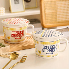 35OZ Ceramic Ramen Bowl With Lid & Handle Japanese Style Noodle Soup Bowl