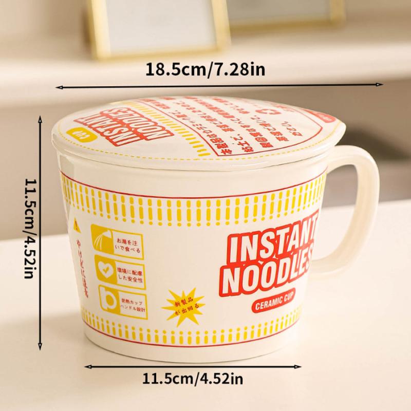35OZ Ceramic Ramen Bowl With Lid & Handle Japanese Style Noodle Soup Bowl