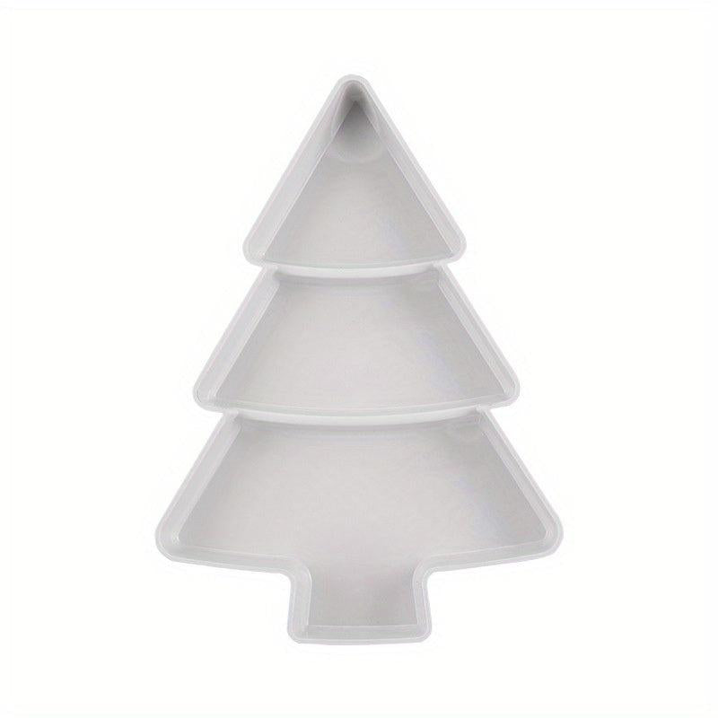 Christmas Tree Cake Tray Dessert Biscuit Snack Plate 3 Girds