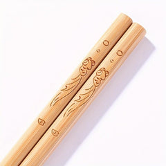 5 Pairs Natural Log Bamboo Chopsticks Household Carbonization