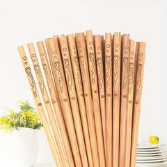 5 Pairs Natural Log Bamboo Chopsticks Household Carbonization