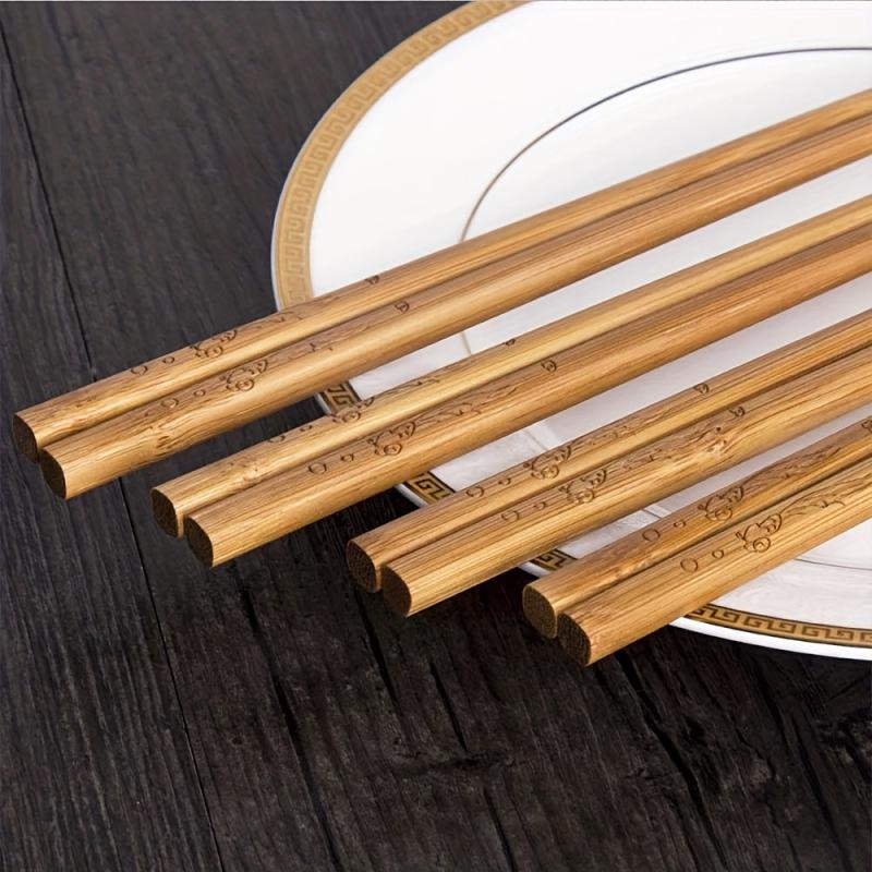 5 Pairs Natural Log Bamboo Chopsticks Household Carbonization