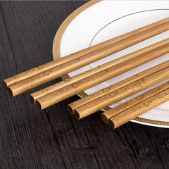 5 Pairs Natural Log Bamboo Chopsticks Household Carbonization