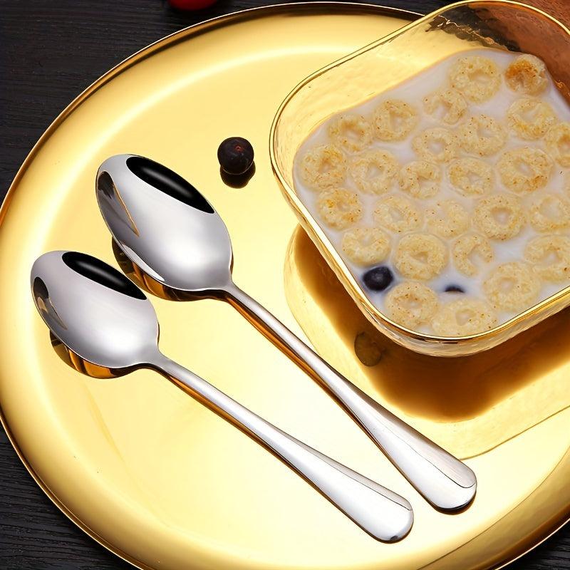 10pcs Stainless Steel Dessert Spoon Modern Stirring Coffee Milk Spoon