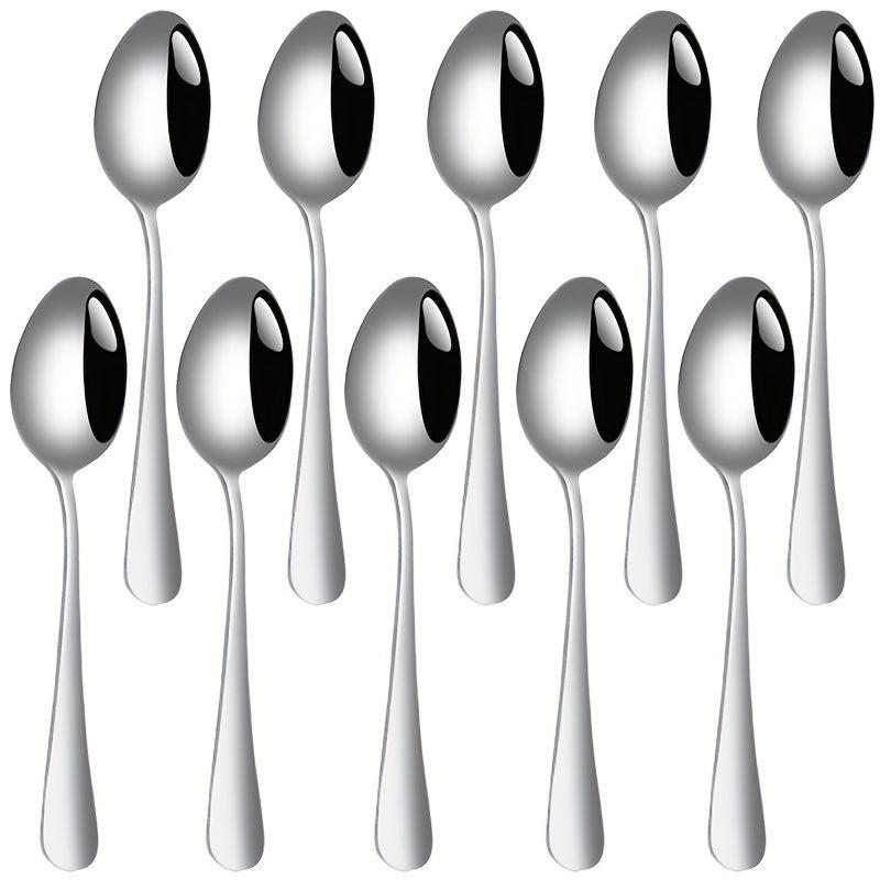 10pcs Stainless Steel Dessert Spoon Modern Stirring Coffee Milk Spoon
