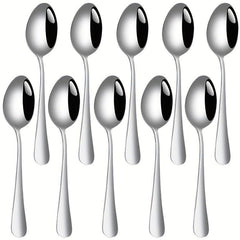 10pcs Stainless Steel Dessert Spoon Modern Stirring Coffee Milk Spoon