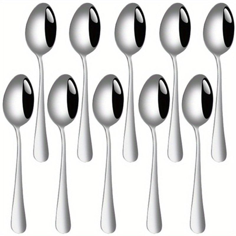 10pcs Stainless Steel Dessert Spoon Modern Stirring Coffee Milk Spoon