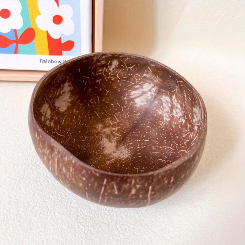 Coconut Bowl with Spoon & Fork - Natural Wooden Bowl for Salad, Soup, Dessert