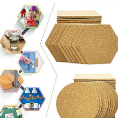 10pcs Wooden Mat Round Cork Mat Square Cork Mat Hexagonal Cork Board