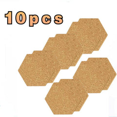 10pcs Wooden Mat Round Cork Mat Square Cork Mat Hexagonal Cork Board