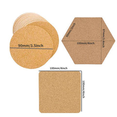10pcs Wooden Mat Round Cork Mat Square Cork Mat Hexagonal Cork Board