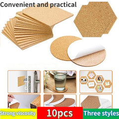 10pcs Wooden Mat Round Cork Mat Square Cork Mat Hexagonal Cork Board