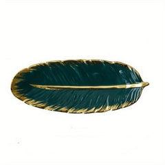 Banana Leaf Ceramic Plate Reusable Dinner Tray for Desserts Decorative Gadget