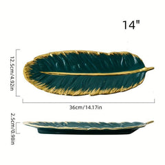 Banana Leaf Ceramic Plate Reusable Dinner Tray for Desserts Decorative Gadget