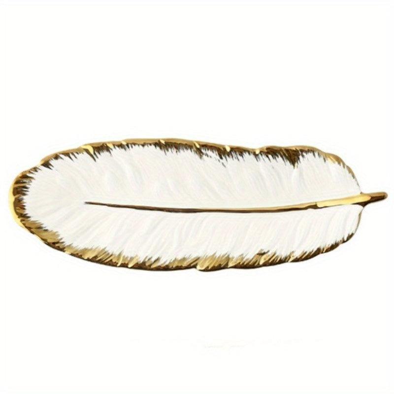 Banana Leaf Ceramic Plate Reusable Dinner Tray for Desserts Decorative Gadget