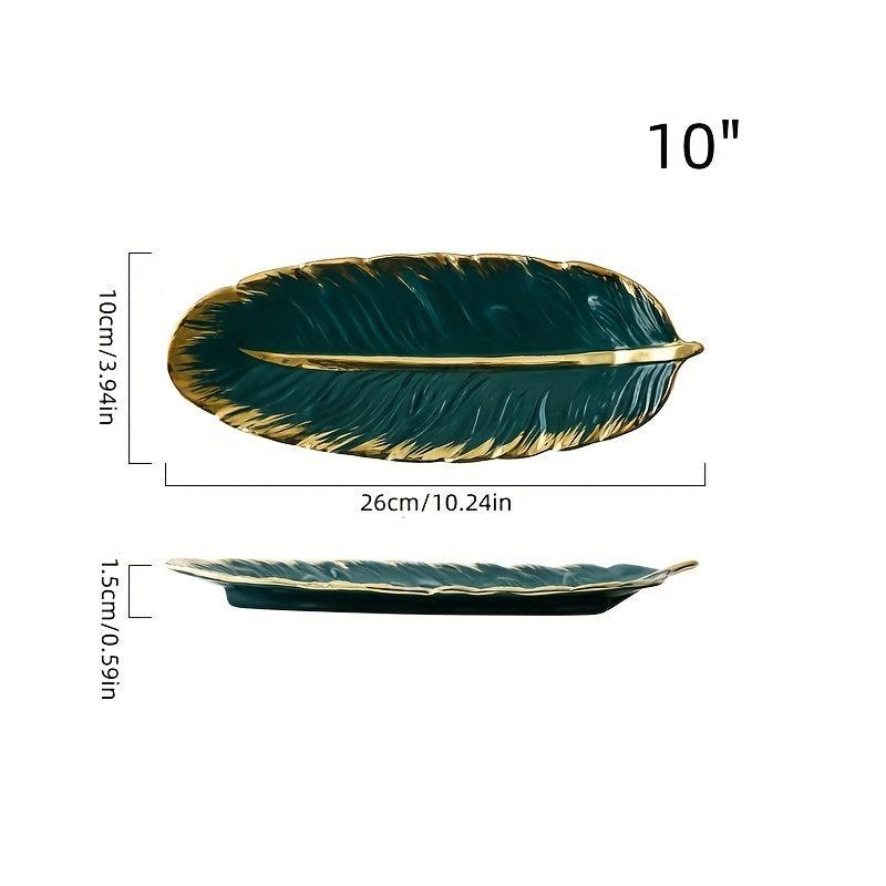 Banana Leaf Ceramic Plate Reusable Dinner Tray for Desserts Decorative Gadget