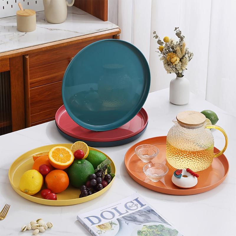 Afternoon Tea Serving Platter Round Large Tray Household Multifunctional Plate