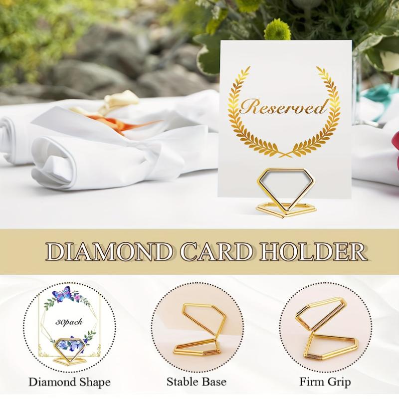 Metal Diamond Place Card Holders Wedding Table Number Holder
