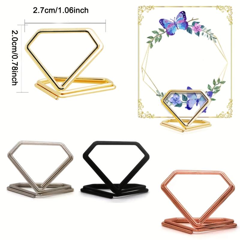 Metal Diamond Place Card Holders Wedding Table Number Holder