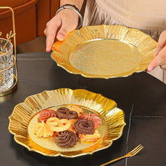 Golden Sharp Plastic Tray Electroplated Dried Fruit Plate