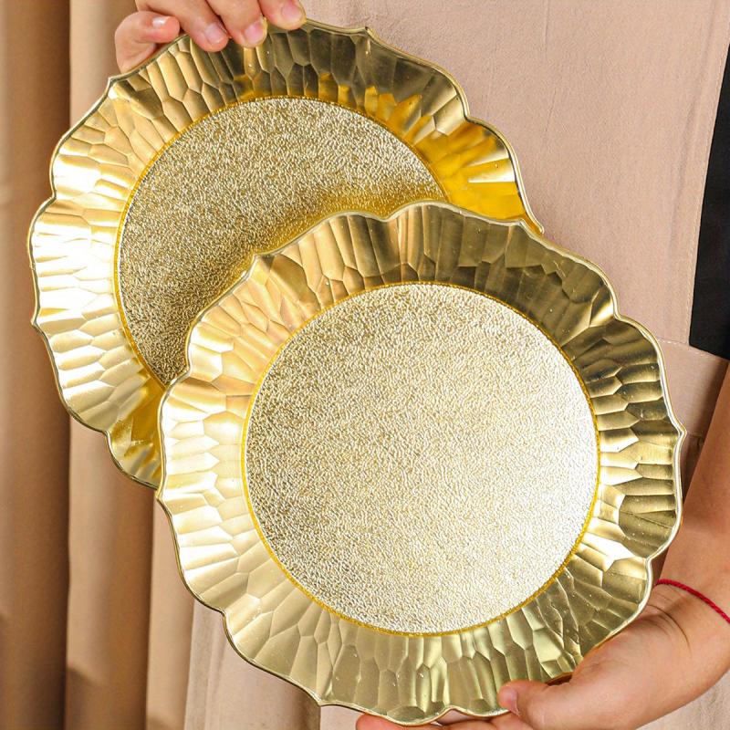Golden Sharp Plastic Tray Electroplated Dried Fruit Plate