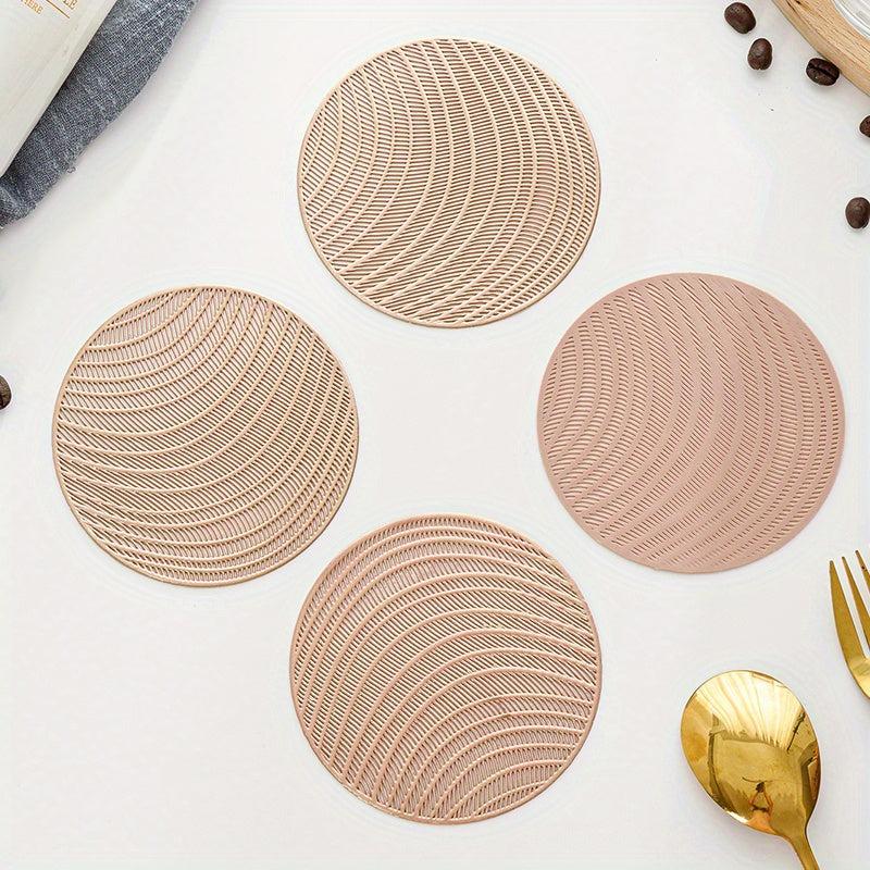 4pcs Hollow Out PVC Coasters Washable Non-slip Heat Resistant Placemats