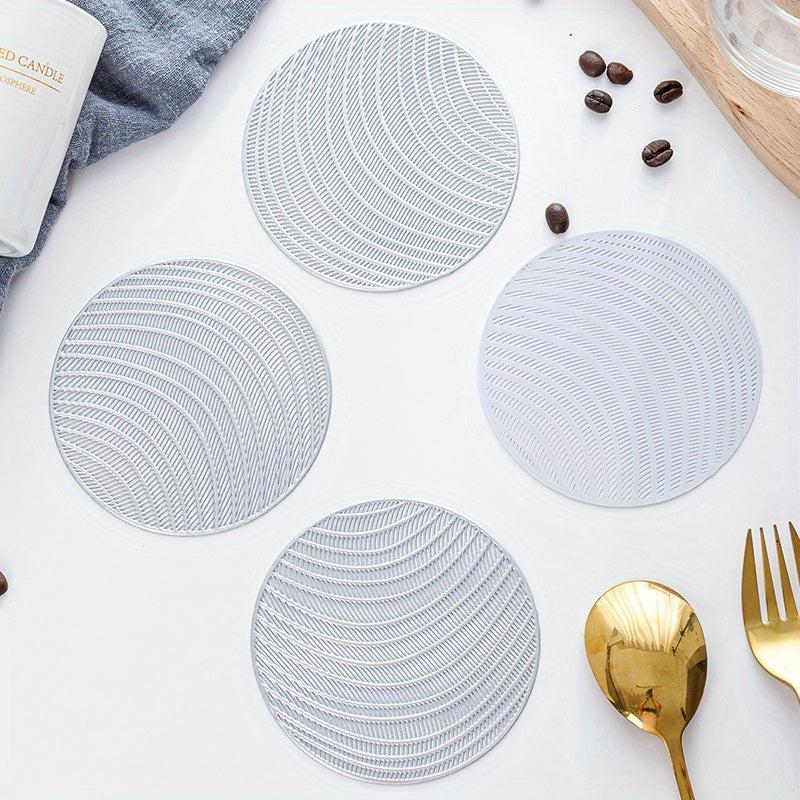 4pcs Hollow Out PVC Coasters Washable Non-slip Heat Resistant Placemats
