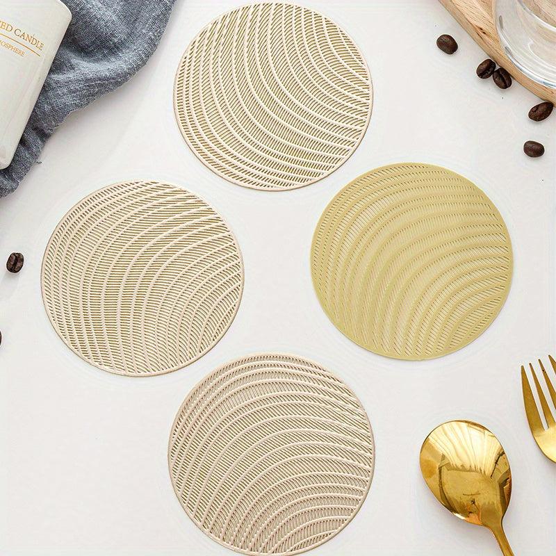4pcs Hollow Out PVC Coasters Washable Non-slip Heat Resistant Placemats
