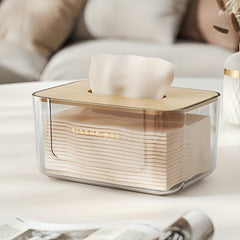 Bohemian Handwoven Tissue Box with Bamboo Wood Cover