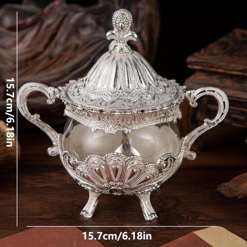 Golden Peacock Pattern Sugar Jar for Tea and Coffee