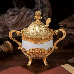 Golden Peacock Pattern Sugar Jar for Tea and Coffee