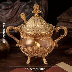 Golden Peacock Pattern Sugar Jar for Tea and Coffee