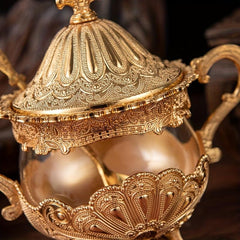 Golden Peacock Pattern Sugar Jar for Tea and Coffee