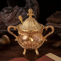 Golden Peacock Pattern Sugar Jar for Tea and Coffee