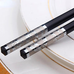 Chinese Golden Dragon Chopsticks Non slip Alloy Sushi Household Tableware