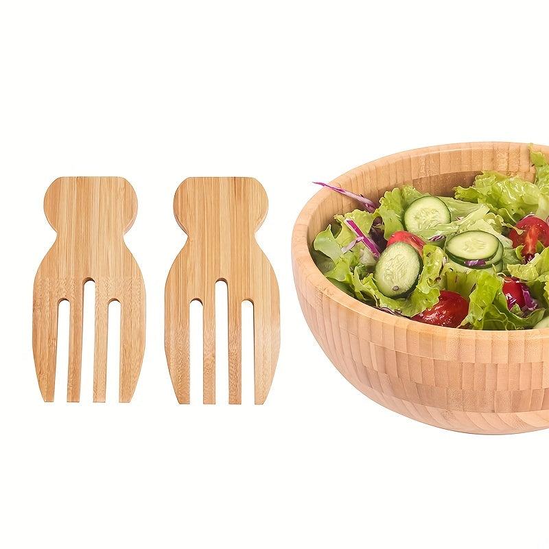 Bamboo Salad Hands Reusable Wooden Salad Serving Multifunctional Tossers