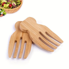 Bamboo Salad Hands Reusable Wooden Salad Serving Multifunctional Tossers